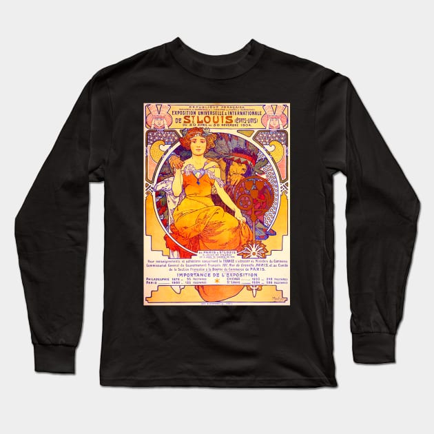 "1904 St. Louis World's Fair Poster" by Alphonse Mucha (1903) TECHNICOLOR REMASTERED Long Sleeve T-Shirt by FineArtMaster